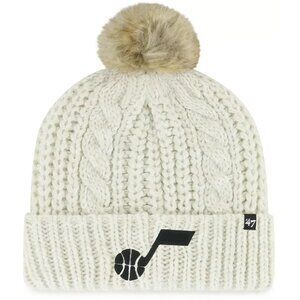 '47 NBA Women's Utah Jazz Meeko Knit Beanie hat Cuff Pom embroidered Logo Beige